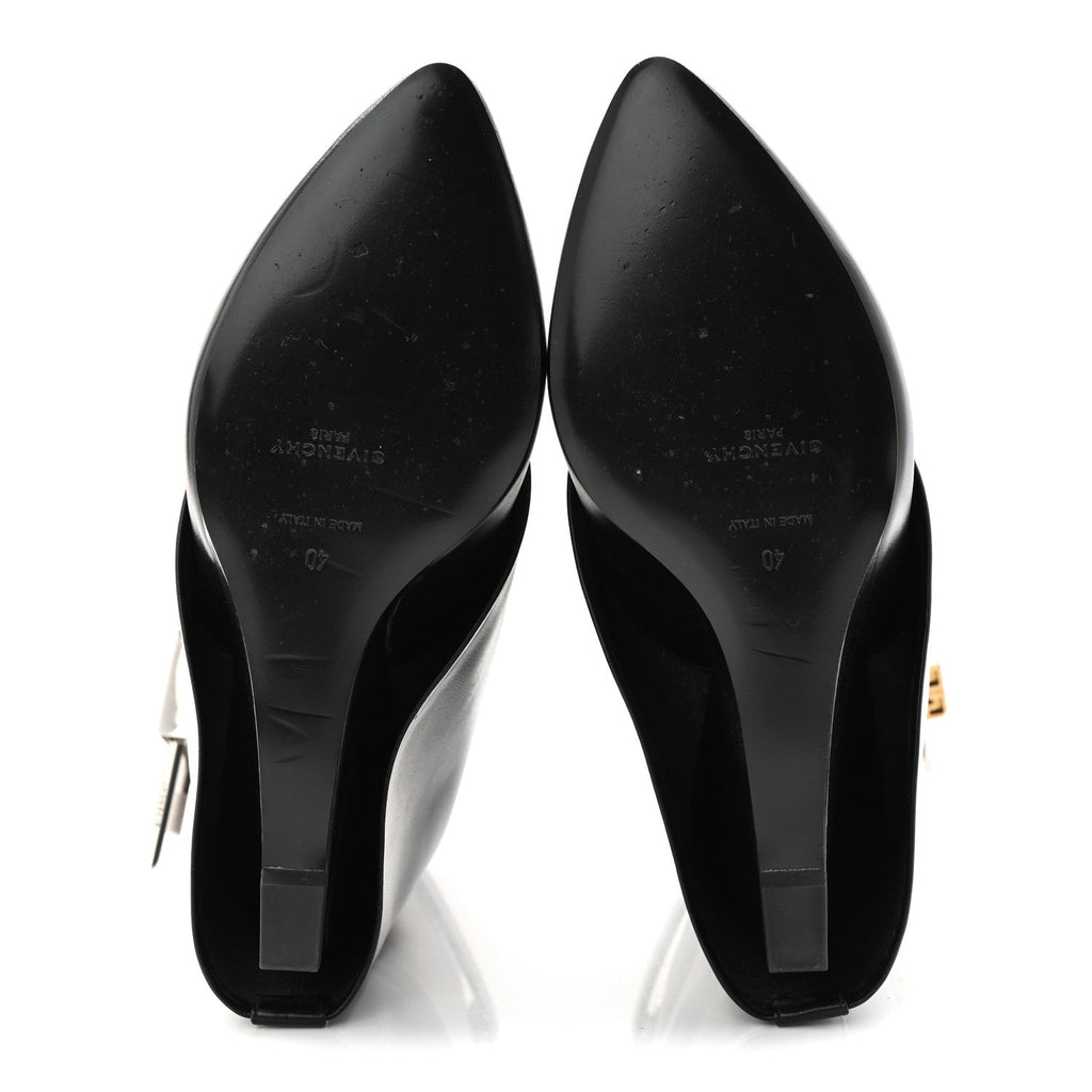 Calfskin Shark Lock Ankle Boots 40 Black