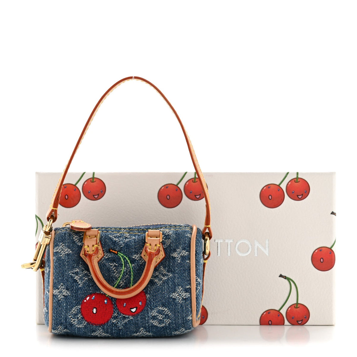 LV X TM Monogram Denim Cerises Micro Speedy Bag Charm Blue
