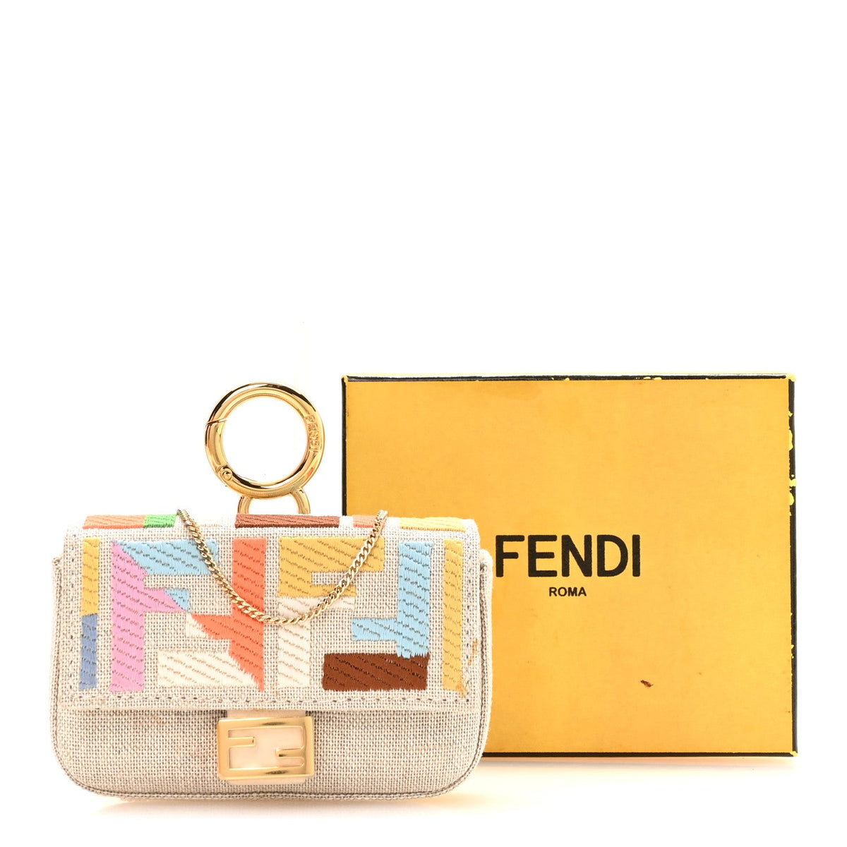 Kuban Canvas FF Embroidered Nano Baguette Charm Grezzo Multicolor