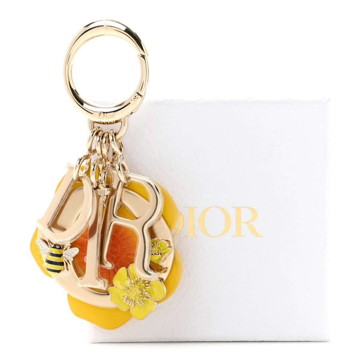 Buttercup Calfskin Lacquer Metal Swing Bag Charm Yellow