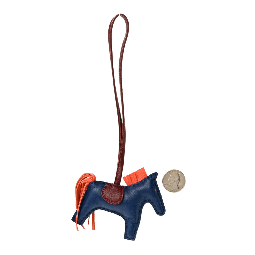 Milo Lambskin Grigri Rodeo Horse Bag Charm PM Bleu France Cornaline Rouge Sellier