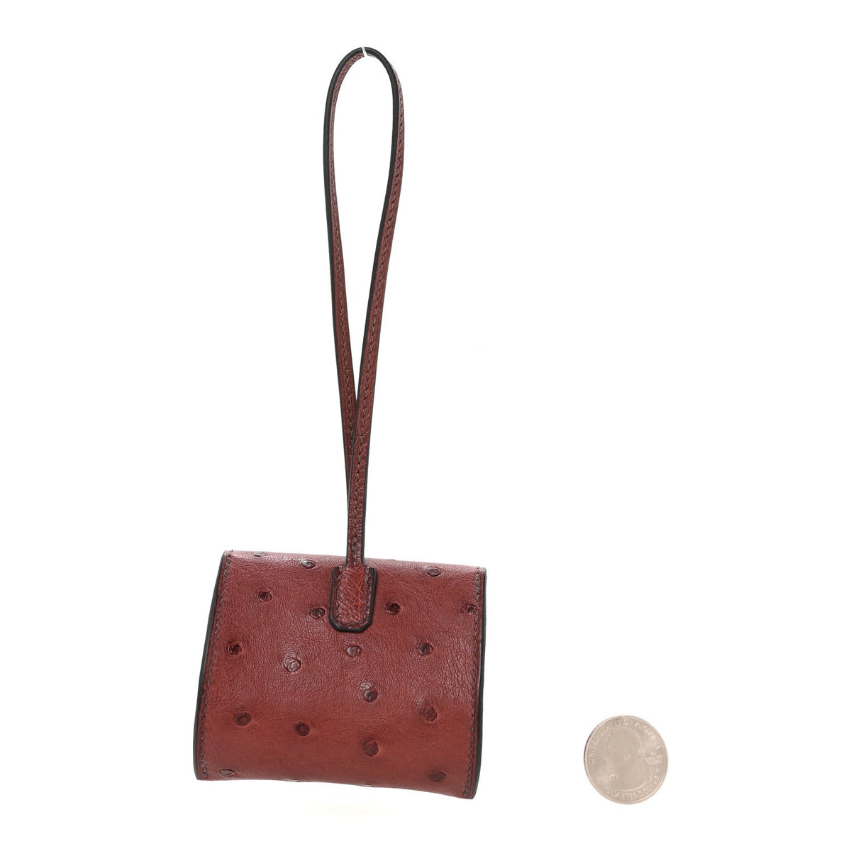 Ostrich Kelly Festival Bag Charm Rouge H