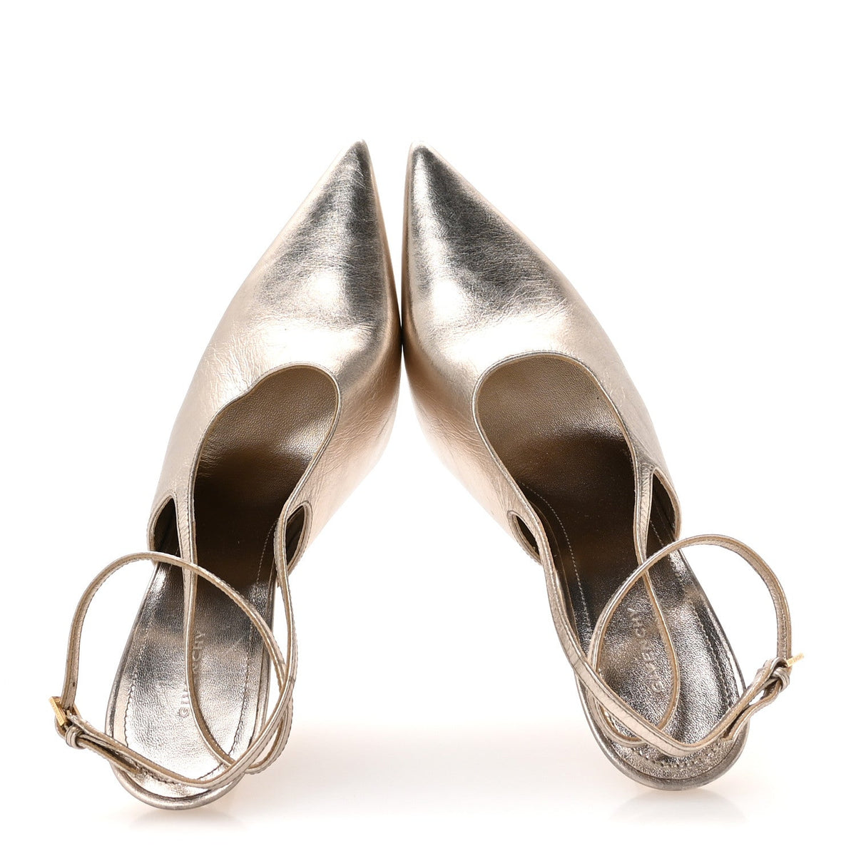 Laminated Sheepskin Show Slingback Pumps 36 Dusty Gold