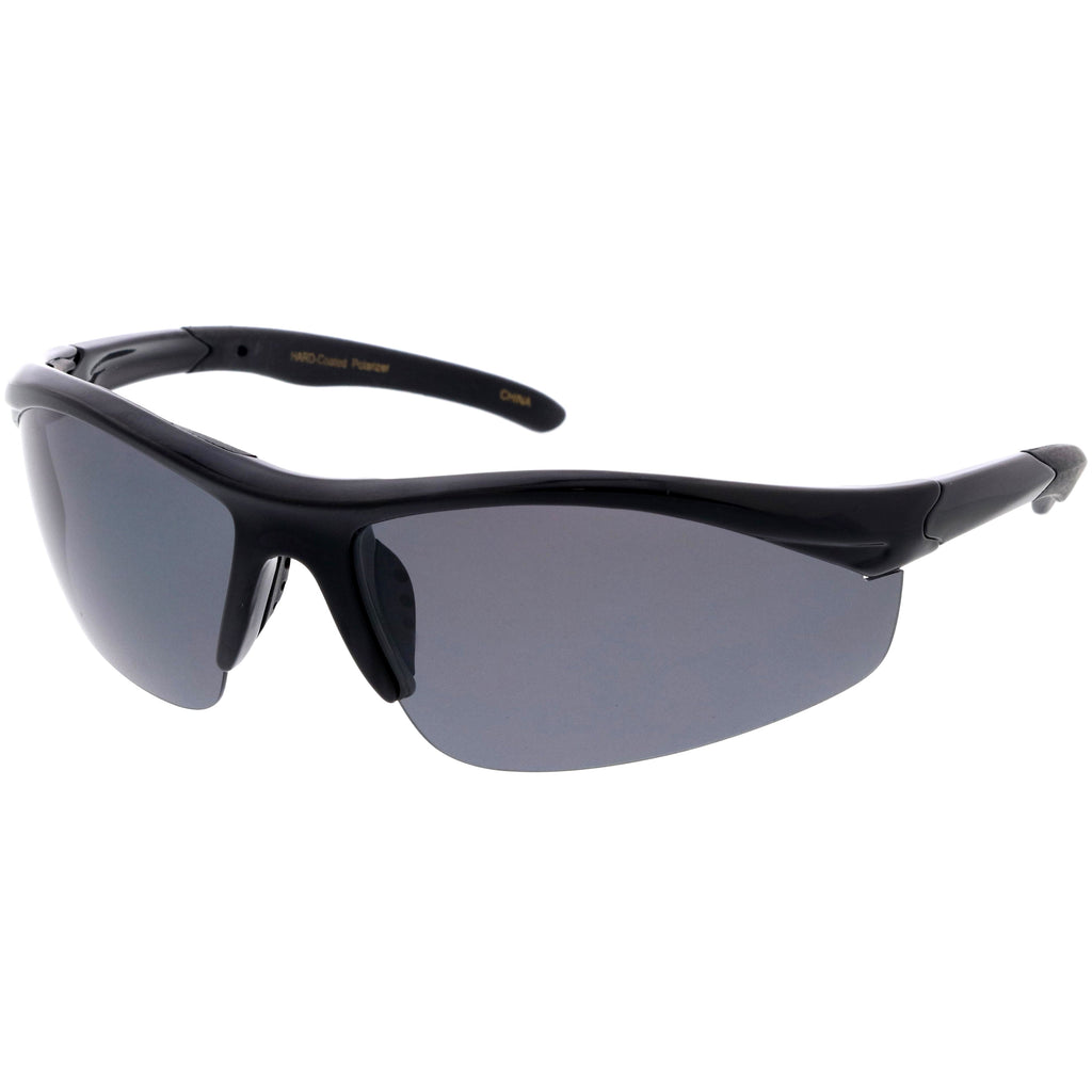 Mens Hard Coated Performance Half Frame Sports Wrap Around Sunglasses 9273
