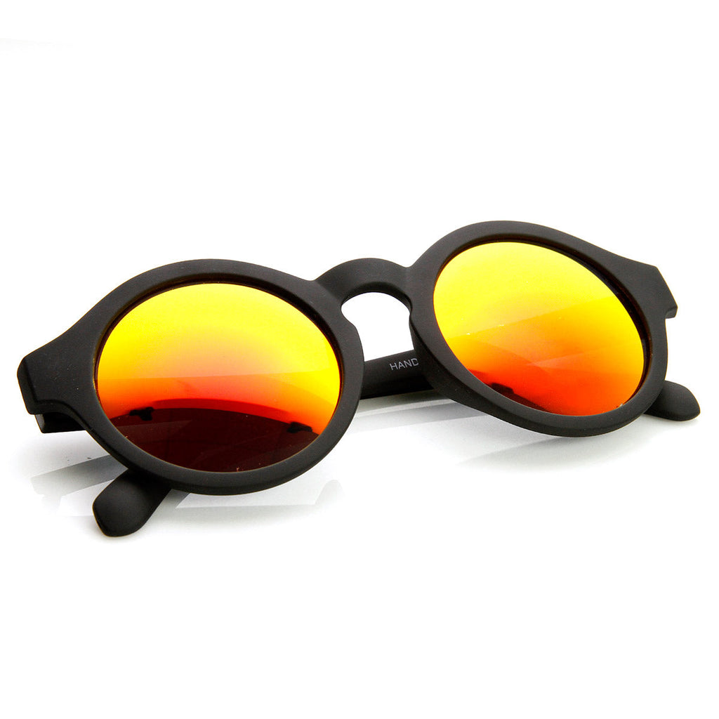 Retro Flash Mirrored Lens Keyhole Round Sunglasses 9312