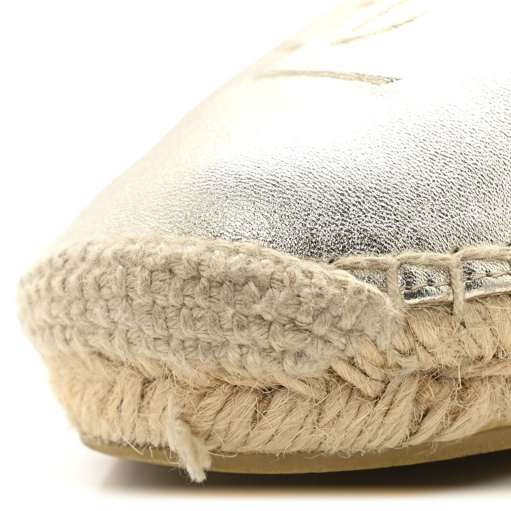 Metallic Lambskin Monogram Espadrilles 38 Platino