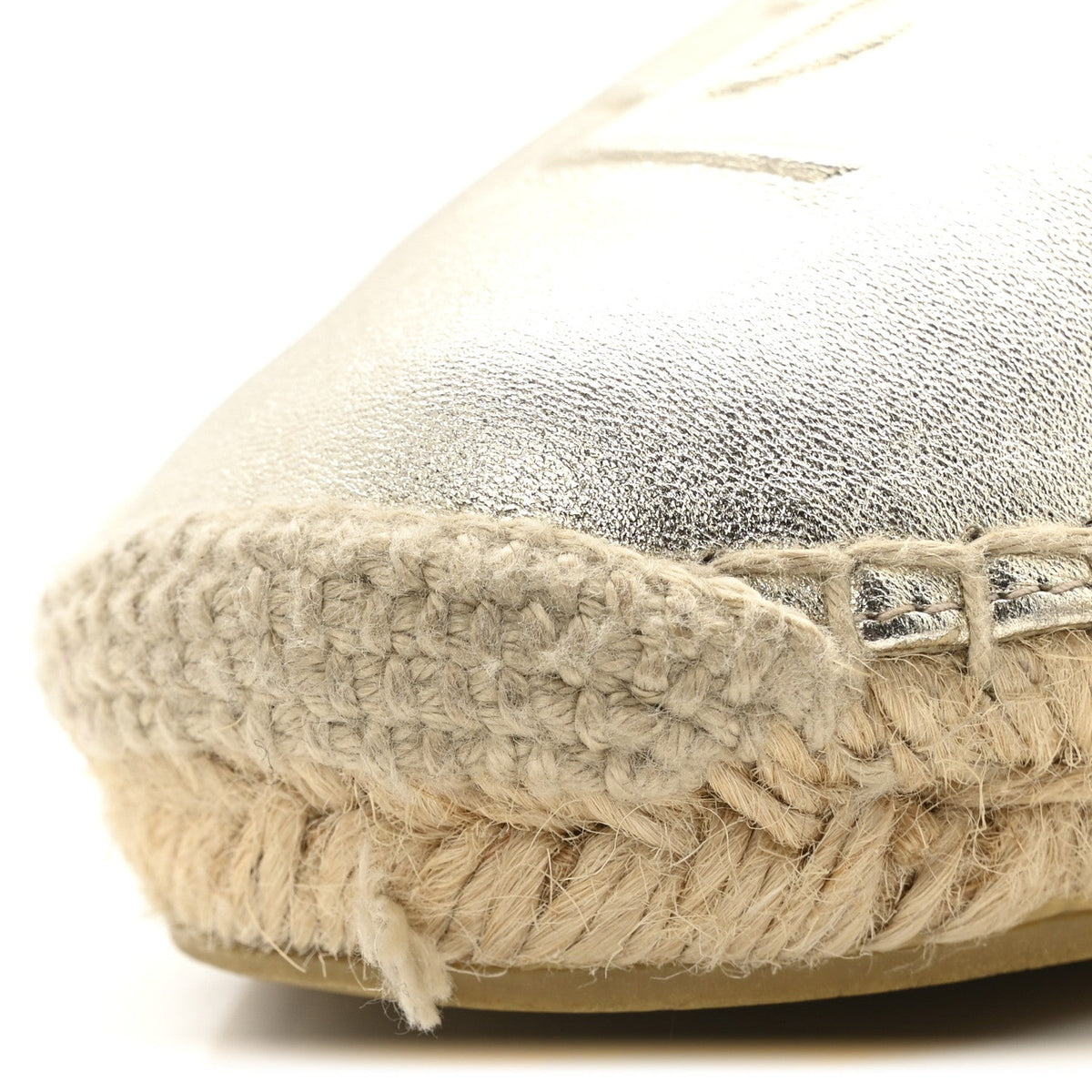 Metallic Lambskin Monogram Espadrilles 38 Platino