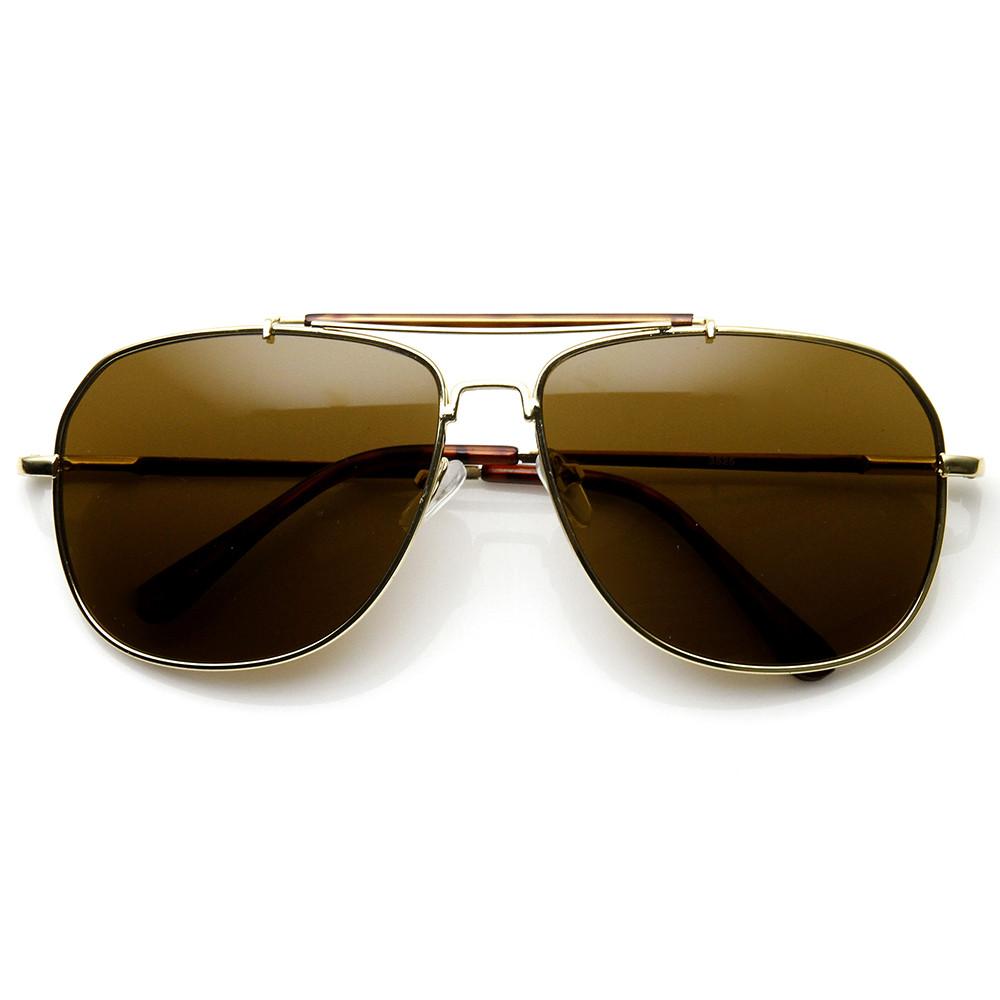 Retro Classic Square Crossbar Metal Aviator Sunglasses 9293