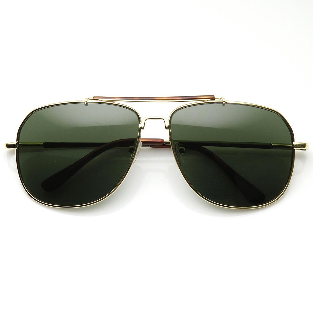 Retro Classic Square Crossbar Metal Aviator Sunglasses 9293