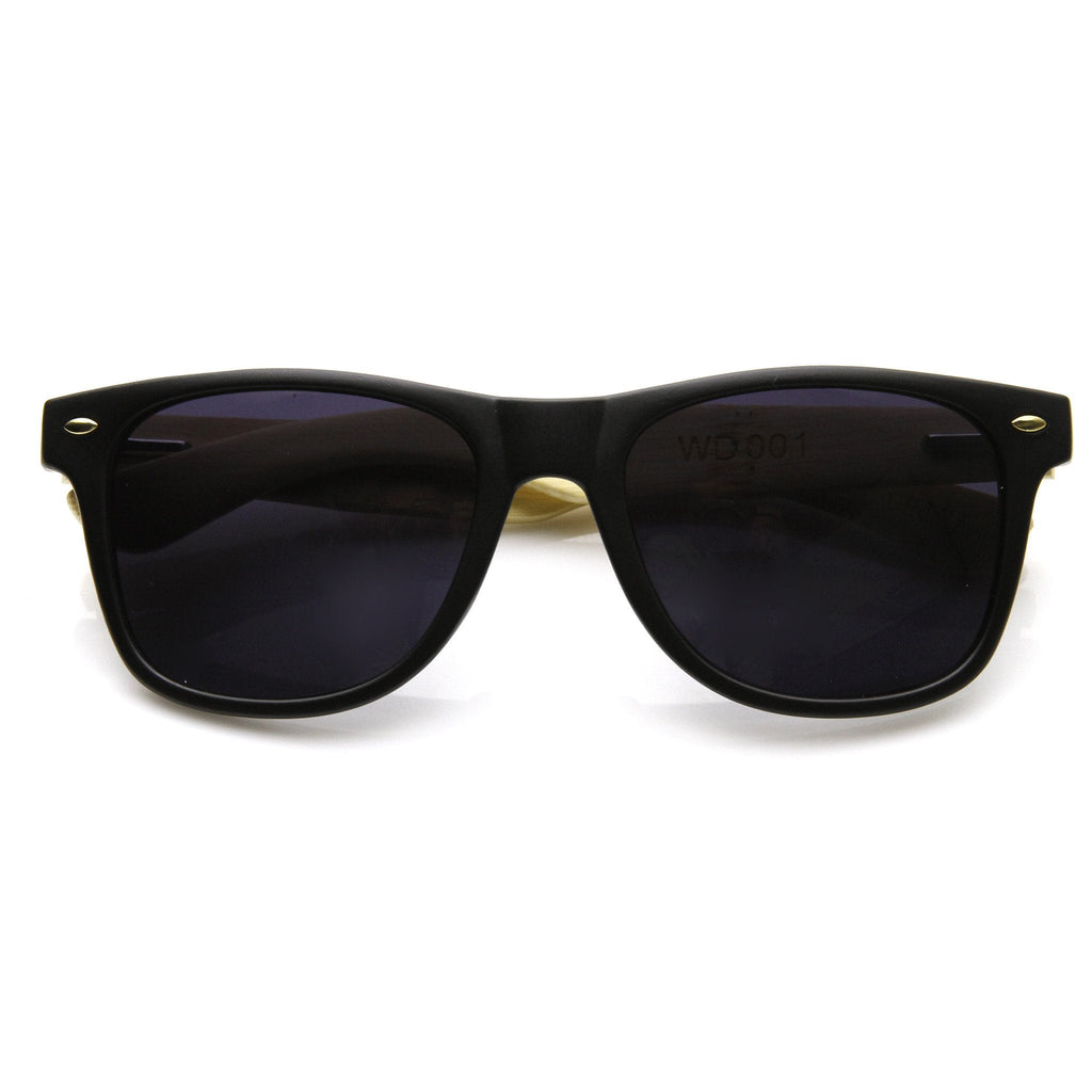 Eco Friendly Genuine Bamboo Wood Temple Horned Rim Sunglasses 9304
