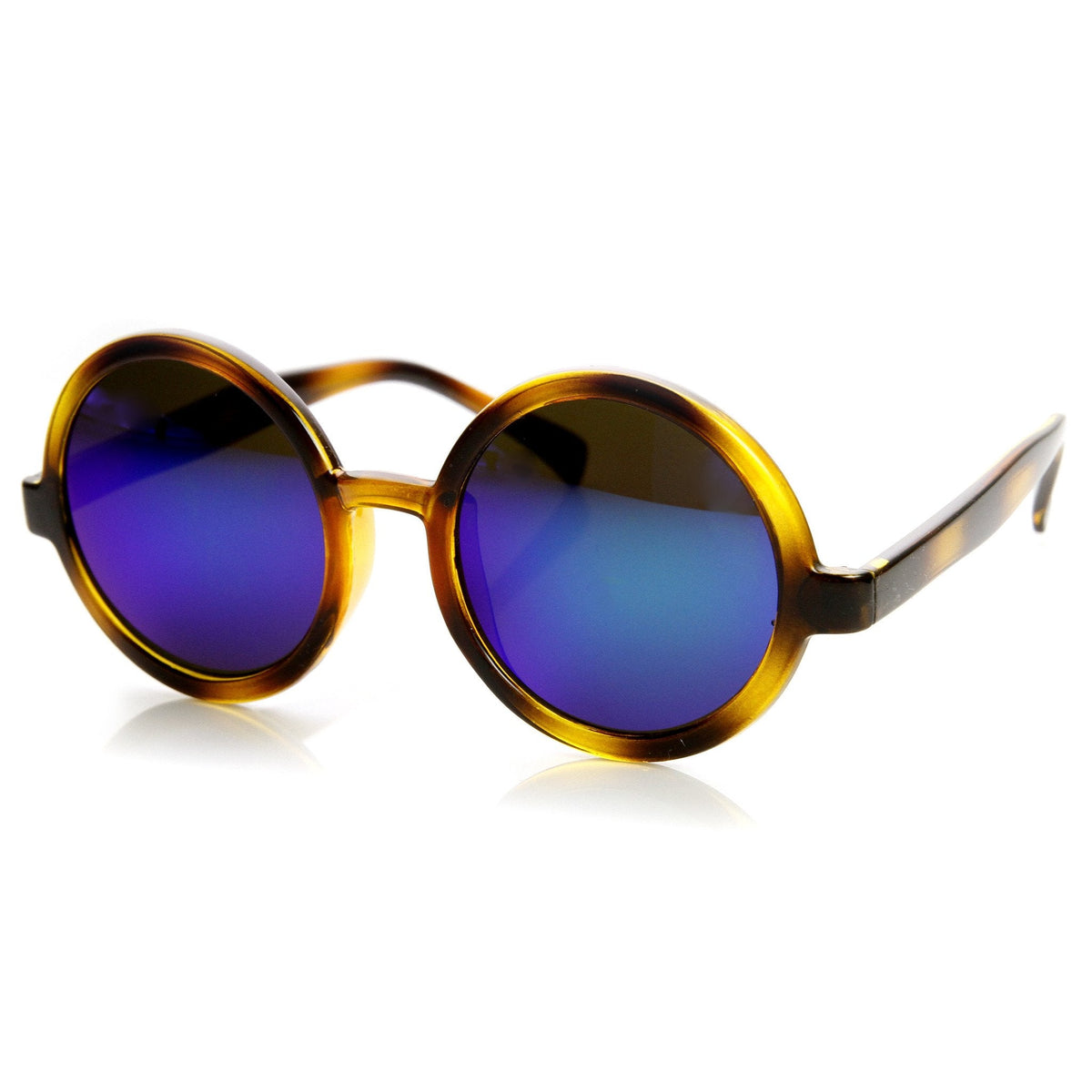 Retro Round Classic Flash Mirrored Lens Sunglasses 9311