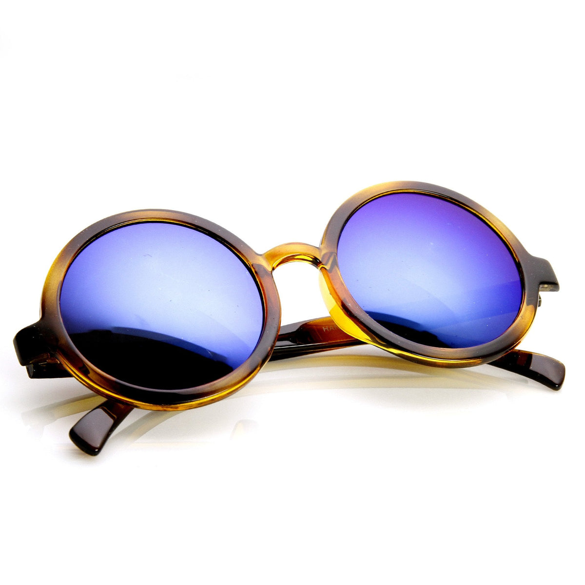 Retro Round Classic Flash Mirrored Lens Sunglasses 9311