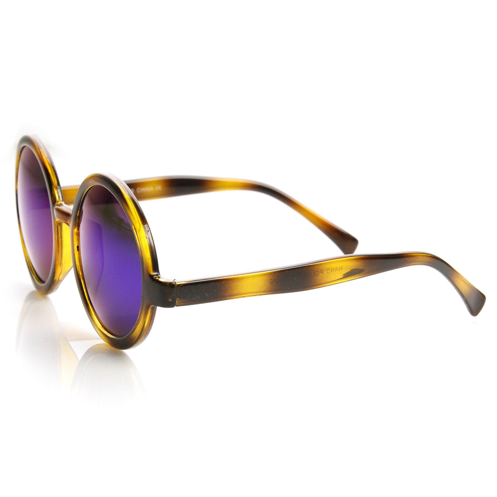 Retro Round Classic Flash Mirrored Lens Sunglasses 9311