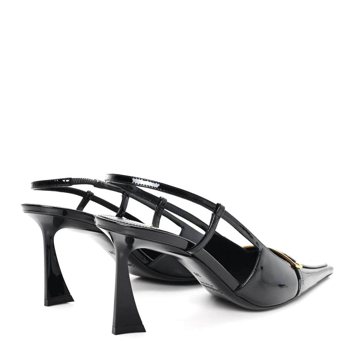 Patent Calfskin Jacqueline 75 Slingback Pumps 38 Black