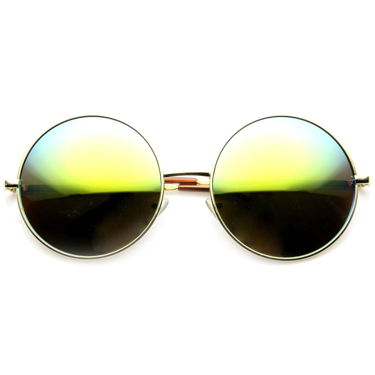 Women's Retro Metal Oversize Mirror Lens Sunglasses