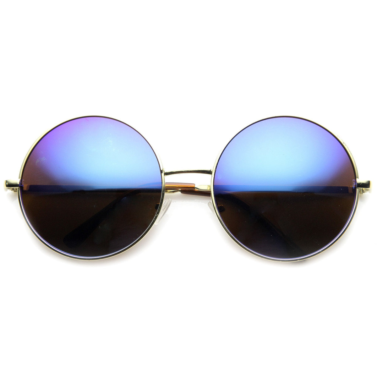 Women's Retro Metal Oversize Mirror Lens Sunglasses