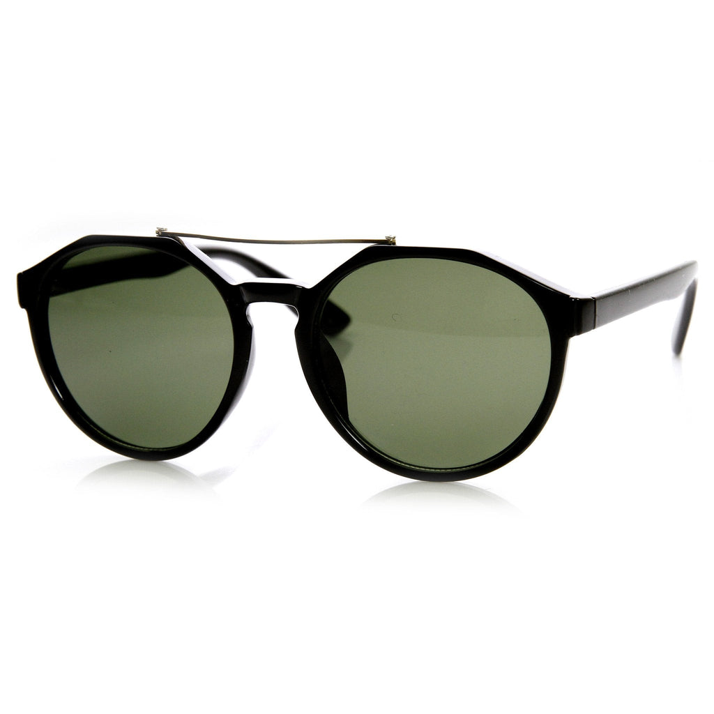 European Fashion Dapper Crossbar Keyhole P3 Rounded Sunglasses 9299