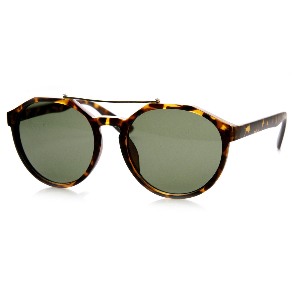 European Fashion Dapper Crossbar Keyhole P3 Rounded Sunglasses 9299