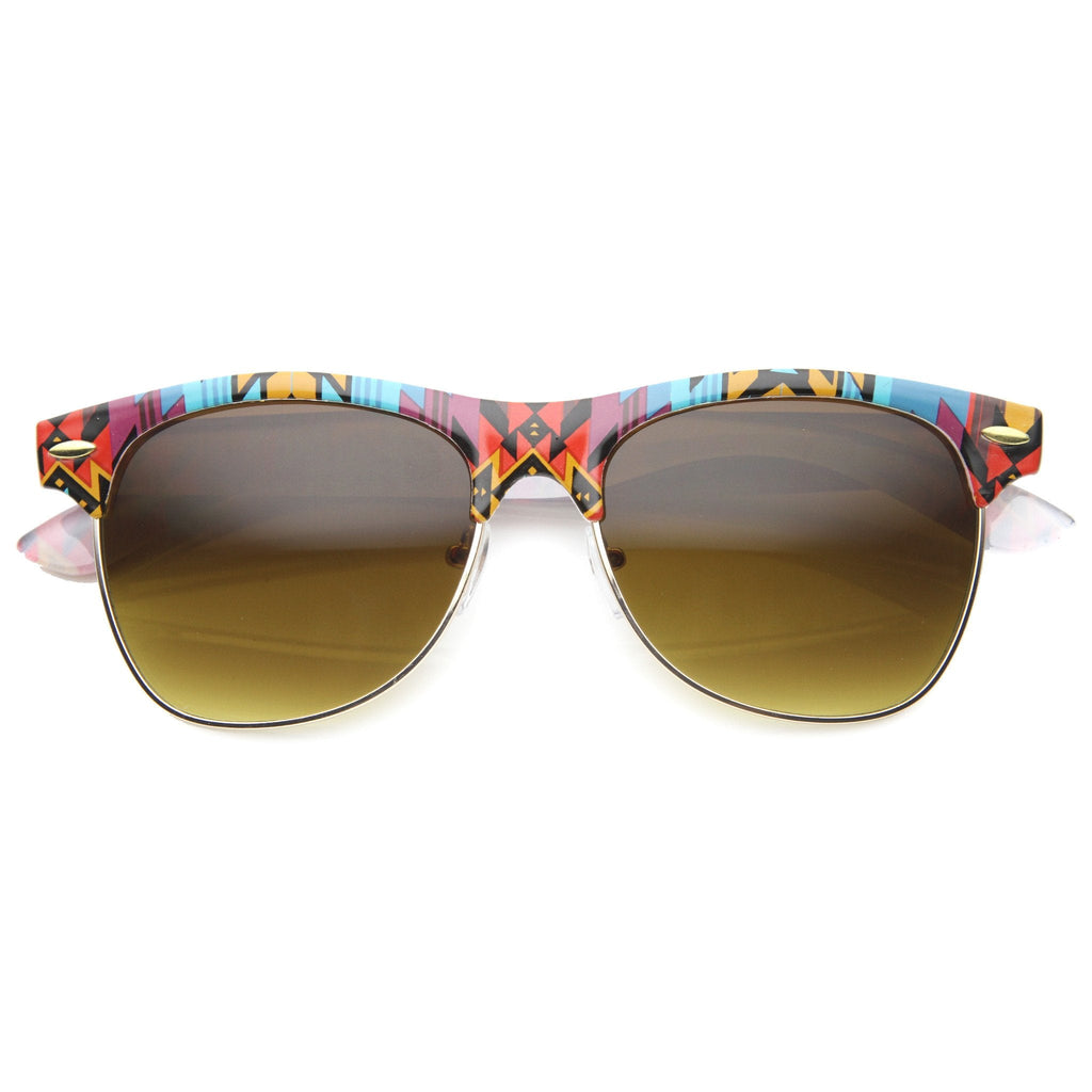 Indie Festival Native Print Half Frame Sunglasses 9995
