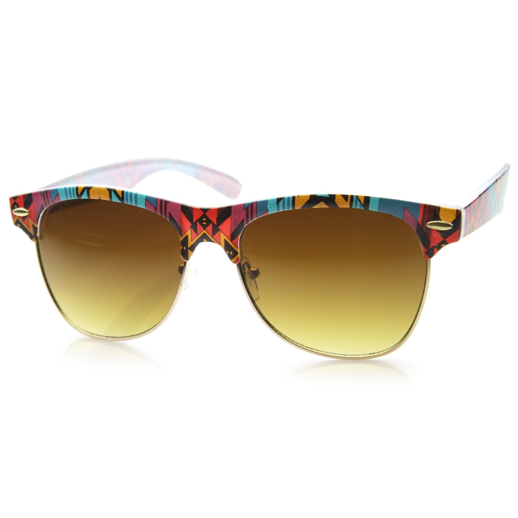 Indie Festival Native Print Half Frame Sunglasses 9995