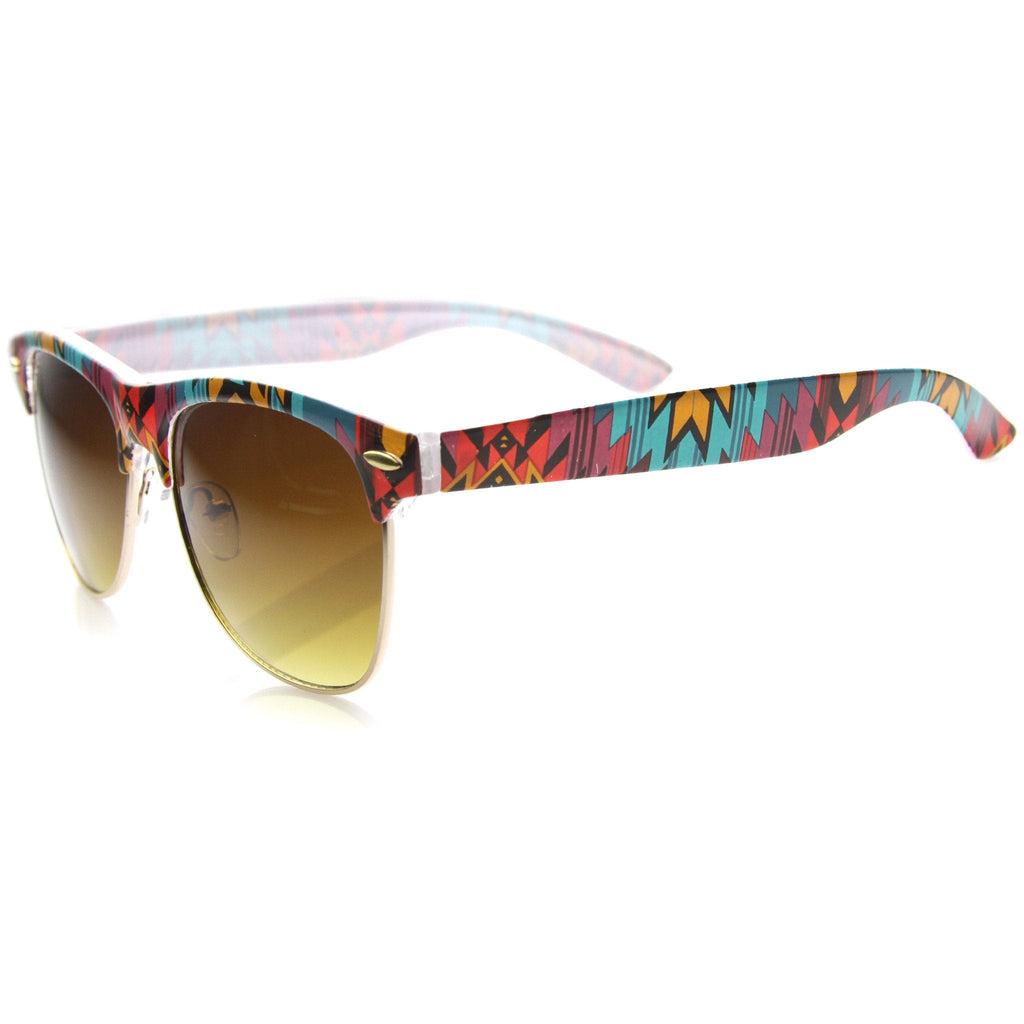 Indie Festival Native Print Half Frame Sunglasses 9995