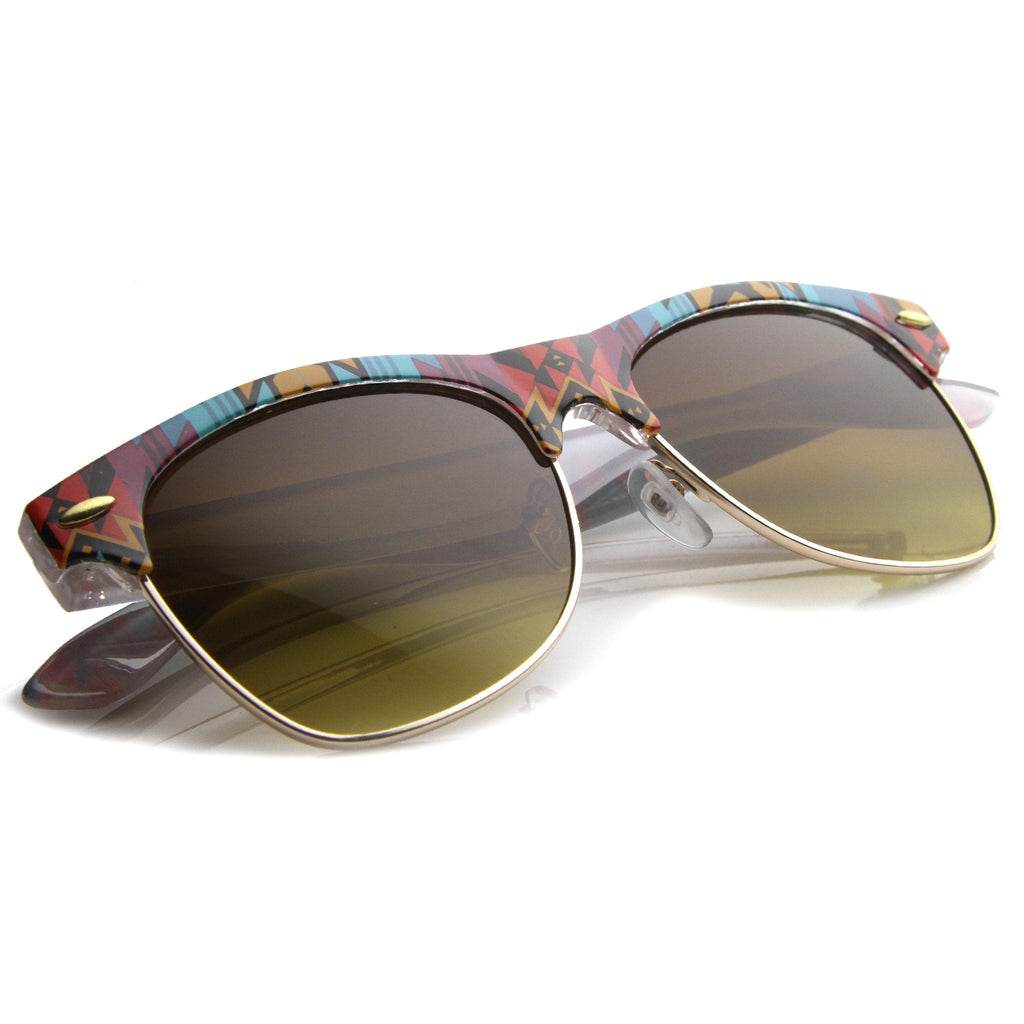 Indie Festival Native Print Half Frame Sunglasses 9995