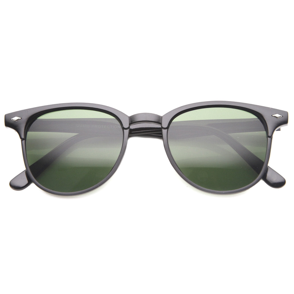 Indie Dapper Round Horned Rim Sunglasses 9999