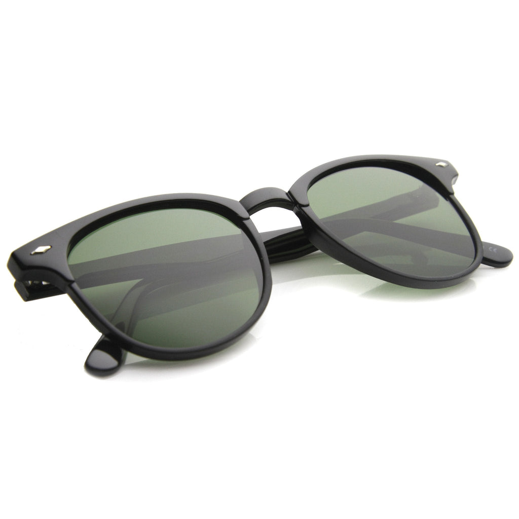 Indie Dapper Round Horned Rim Sunglasses 9999