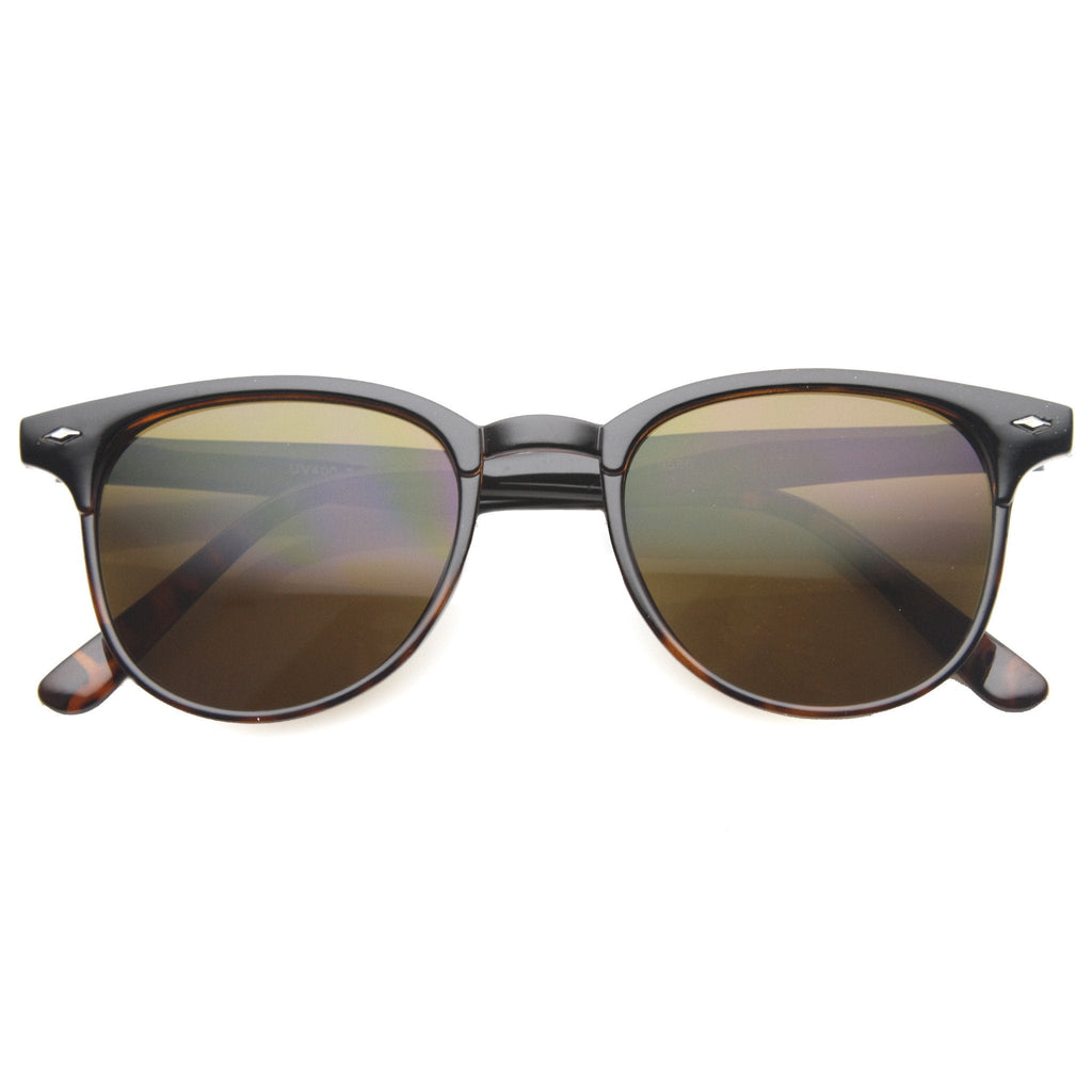 Indie Dapper Round Horned Rim Sunglasses 9999