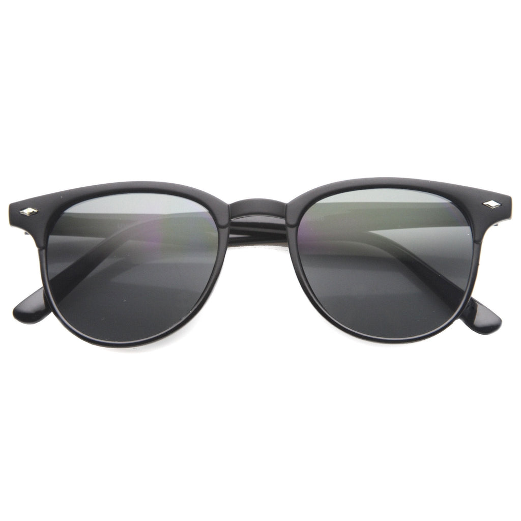 Indie Dapper Round Horned Rim Sunglasses 9999
