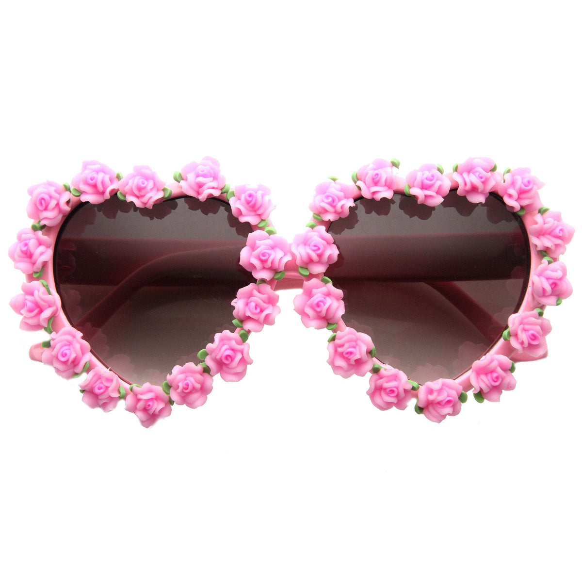 Womens Heart Shaped Flower Adorned Oversize Sunglasses 9197