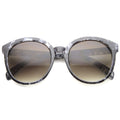 Women's Oversize Round Horned Rim Marble Sunglasses 9970