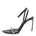 Crepe Satin Crystal New Nuit 90 Ankle Strap Sandals 36 Black