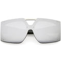 Retro Modern Geometric Oversize Mirrored Flat Lens Sunglasses C516