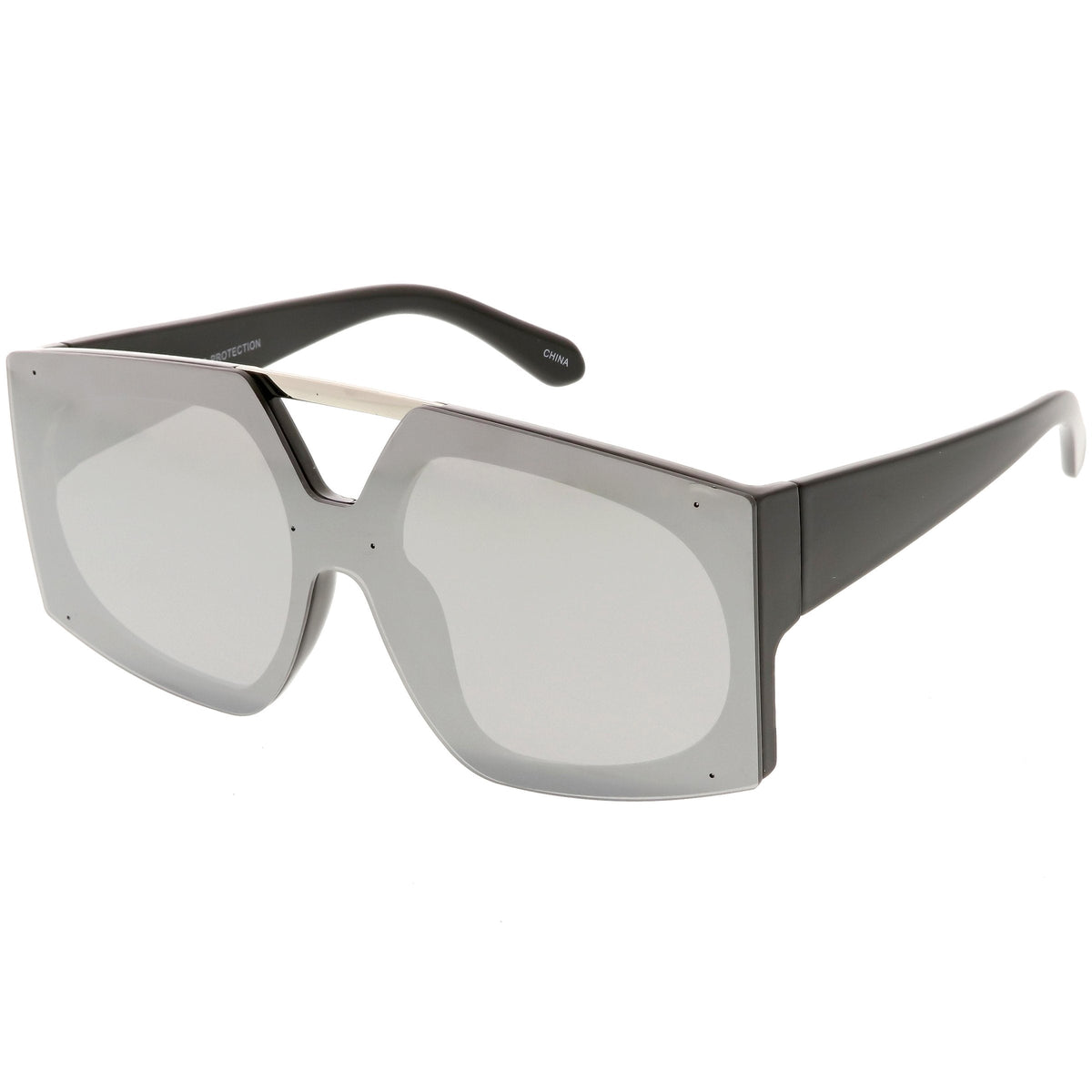 Retro Modern Geometric Oversize Mirrored Flat Lens Sunglasses C516