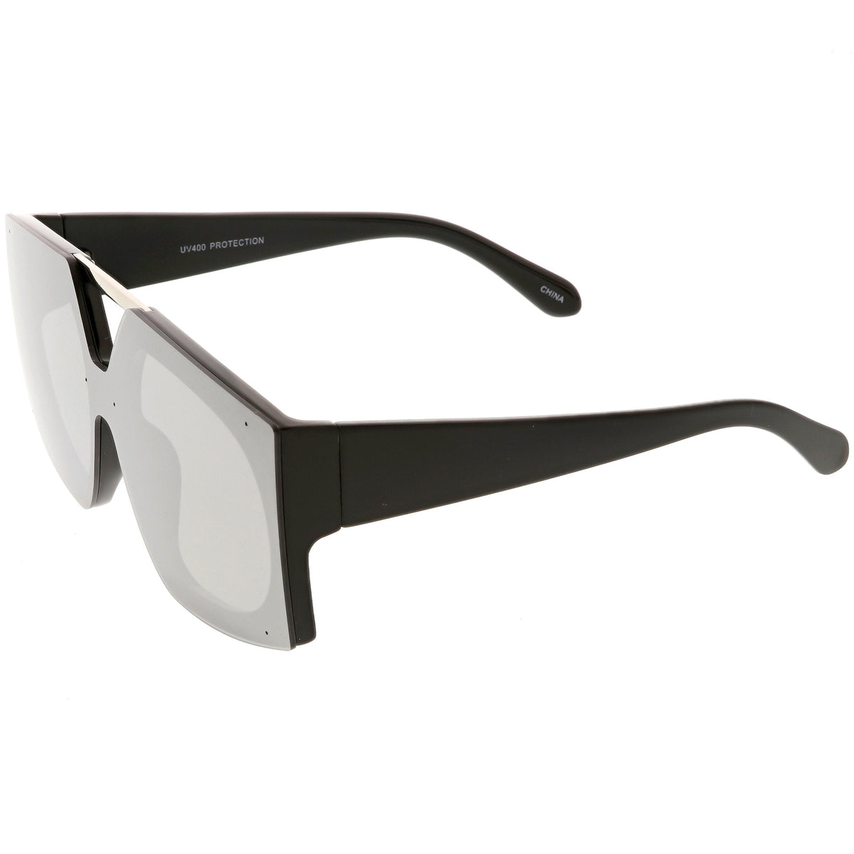 Retro Modern Geometric Oversize Mirrored Flat Lens Sunglasses C516