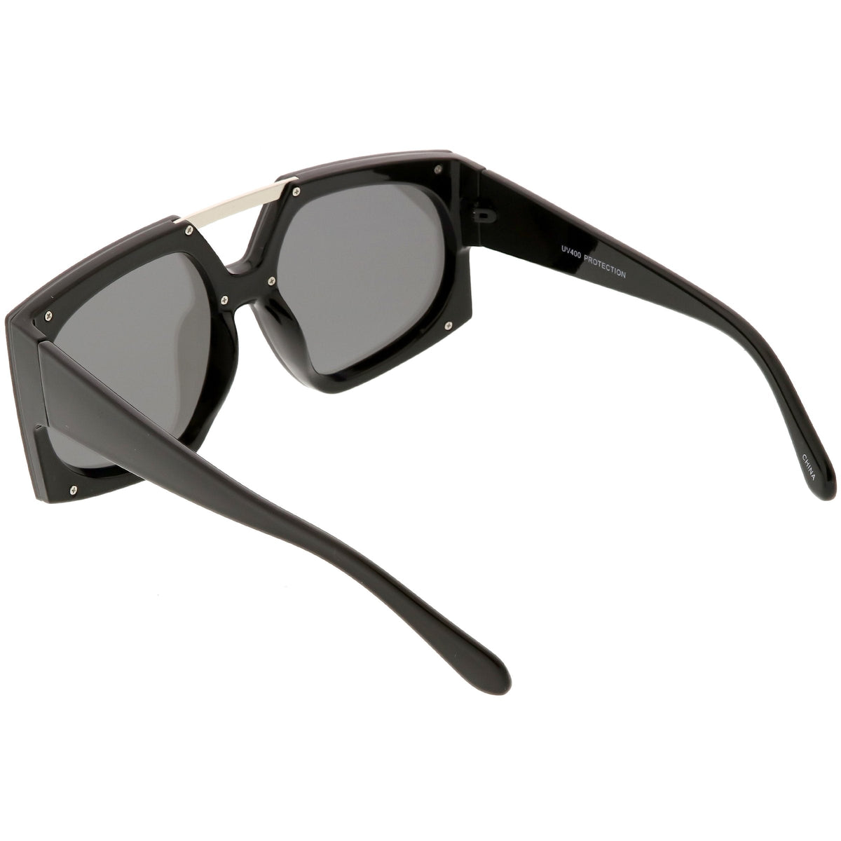 Retro Modern Geometric Oversize Mirrored Flat Lens Sunglasses C516