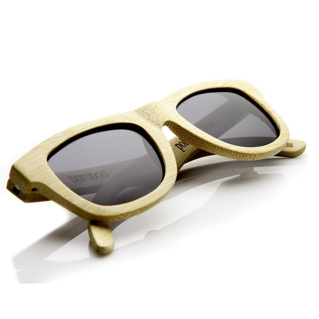 Premium Bamboo Wood Polarized Horned Rim Sunglasses 9121 + Case