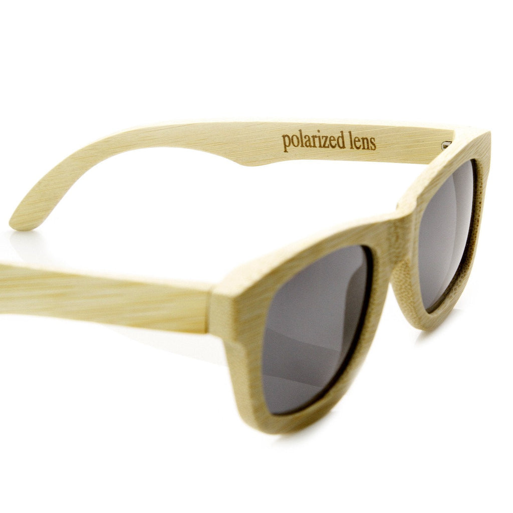 Premium Bamboo Wood Polarized Horned Rim Sunglasses 9121 + Case
