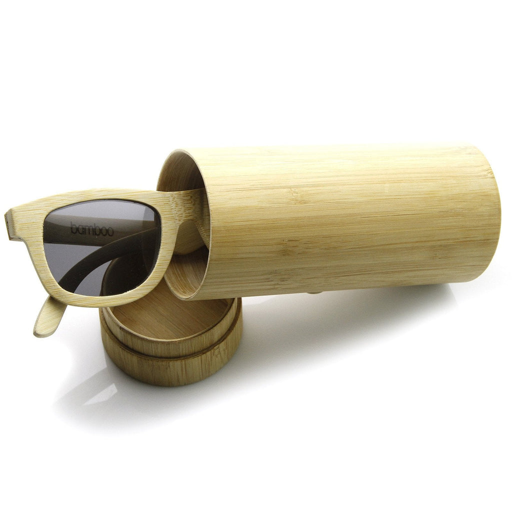 Premium Bamboo Wood Polarized Horned Rim Sunglasses 9121 + Case