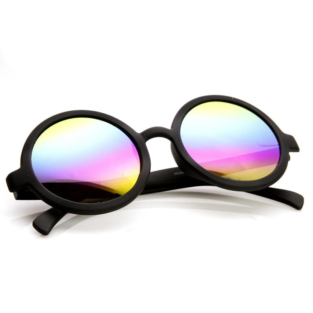 Retro Round Classic Flash Mirrored Lens Sunglasses 9311