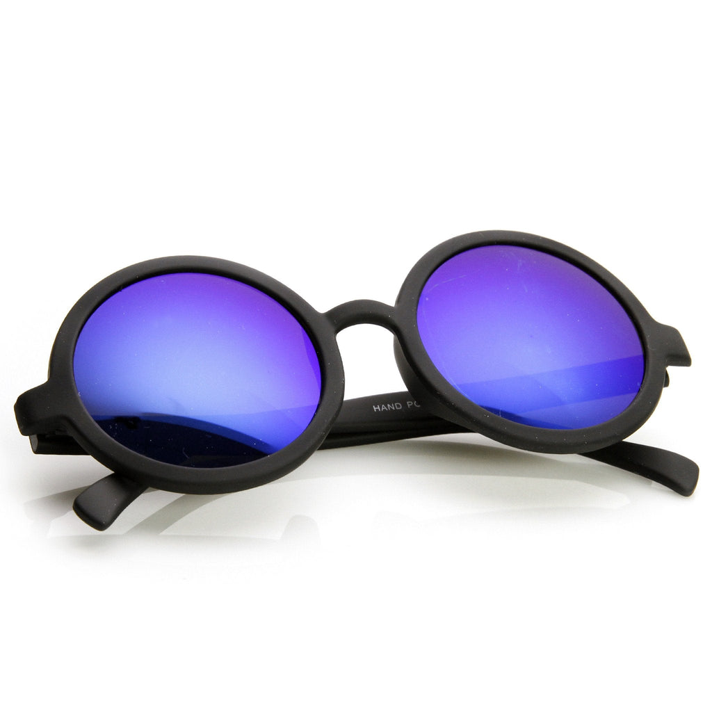 Retro Round Classic Flash Mirrored Lens Sunglasses 9311