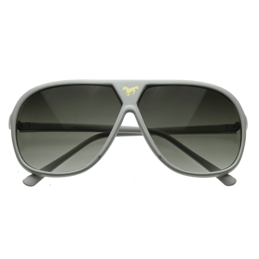 Retro Oversize Gold Horse Emblem Aviator Sunglasses 2867