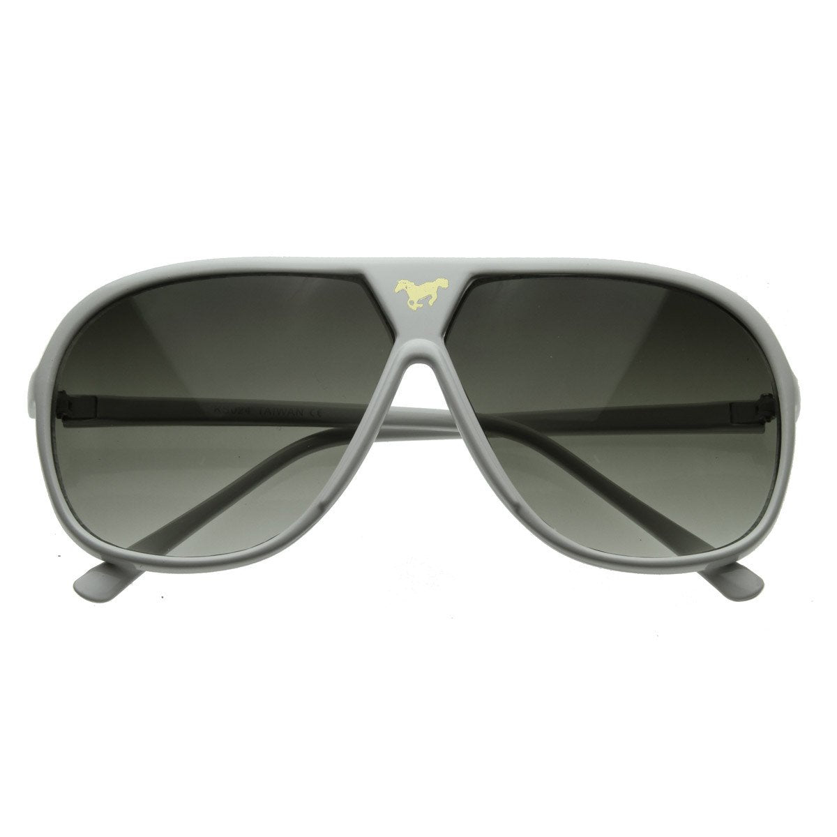 Retro Oversize Gold Horse Emblem Aviator Sunglasses 2867
