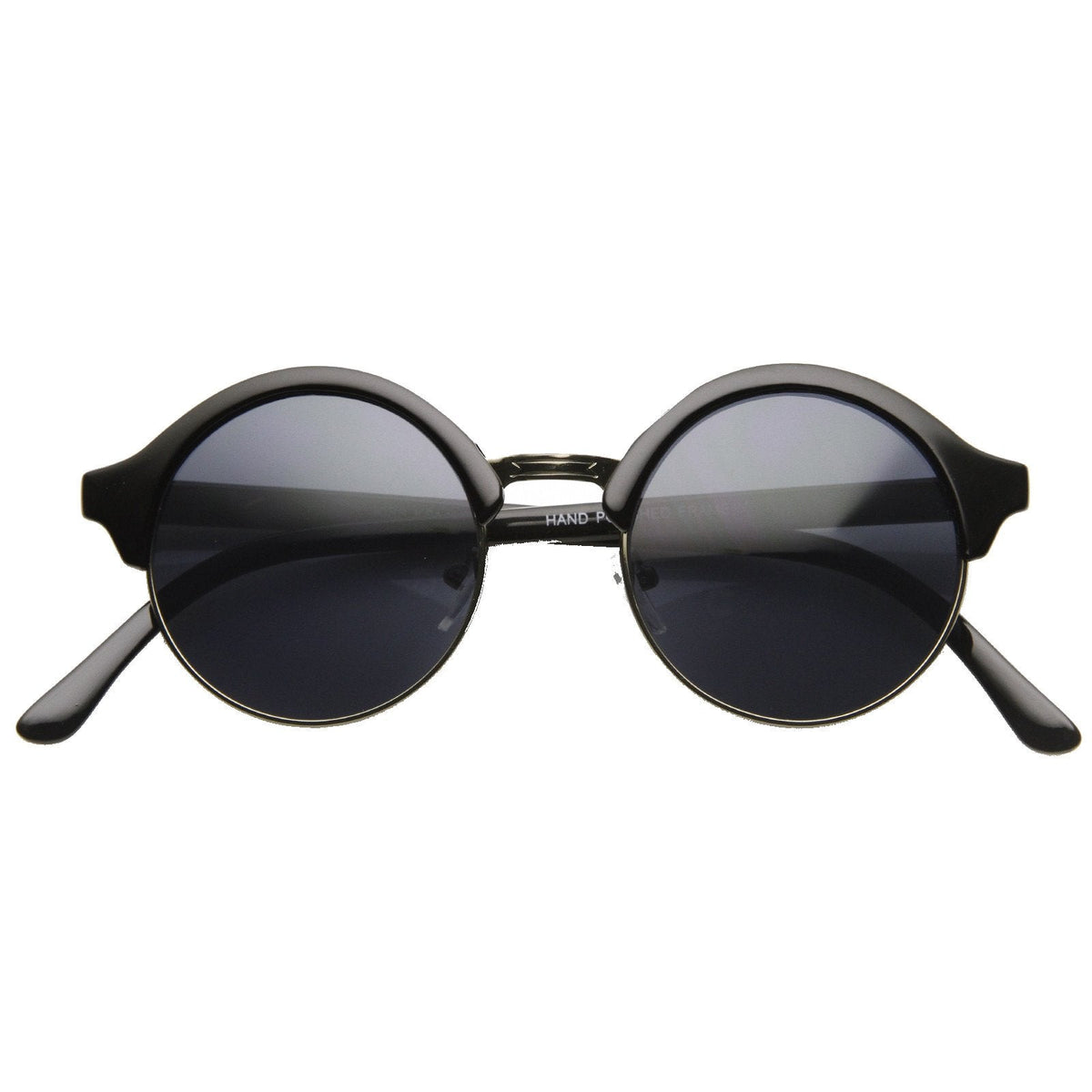 Dapper Half Frame Circle Vintage Steampunk Sunglasses