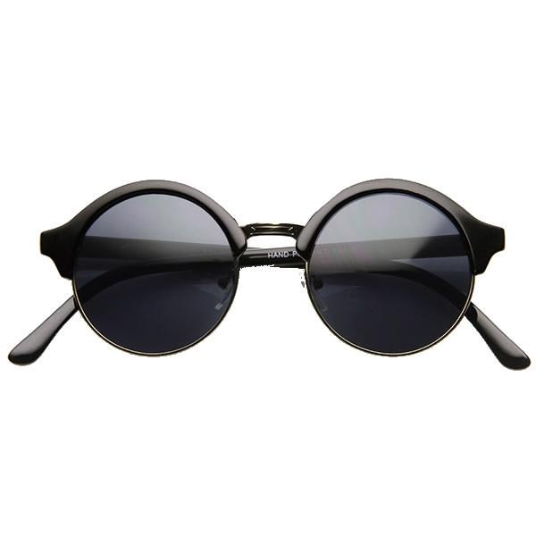 Dapper Half Frame Circle Vintage Steampunk Sunglasses