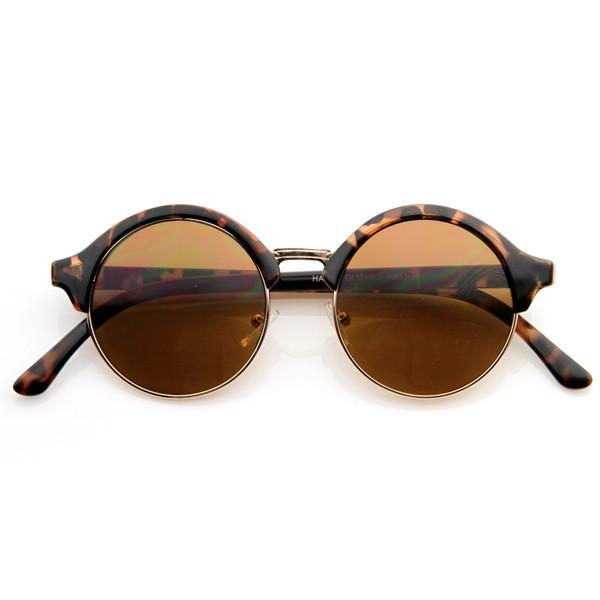 Dapper Half Frame Circle Vintage Steampunk Sunglasses