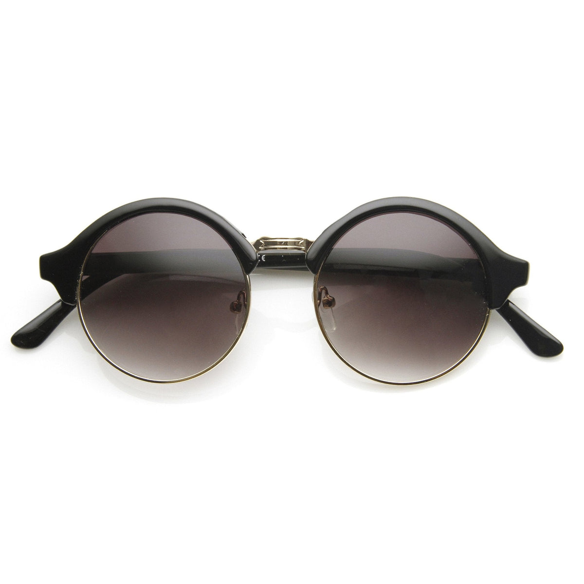 Dapper Half Frame Circle Vintage Steampunk Sunglasses
