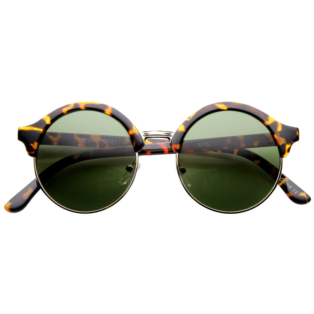 Dapper Half Frame Circle Vintage Steampunk Sunglasses