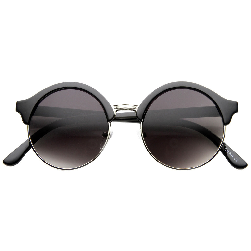 Dapper Half Frame Circle Vintage Steampunk Sunglasses